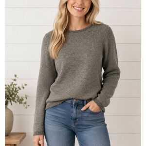 Bendetta B grey herringbone crewneck merino wool cashmere blend sweater M